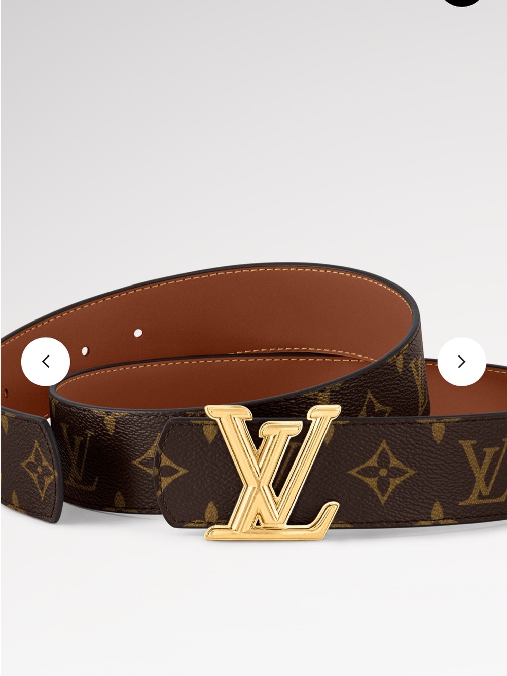 Louis Vuitton Brown Monogram Belt with Gold LV Buckle - Picture 2 of 5